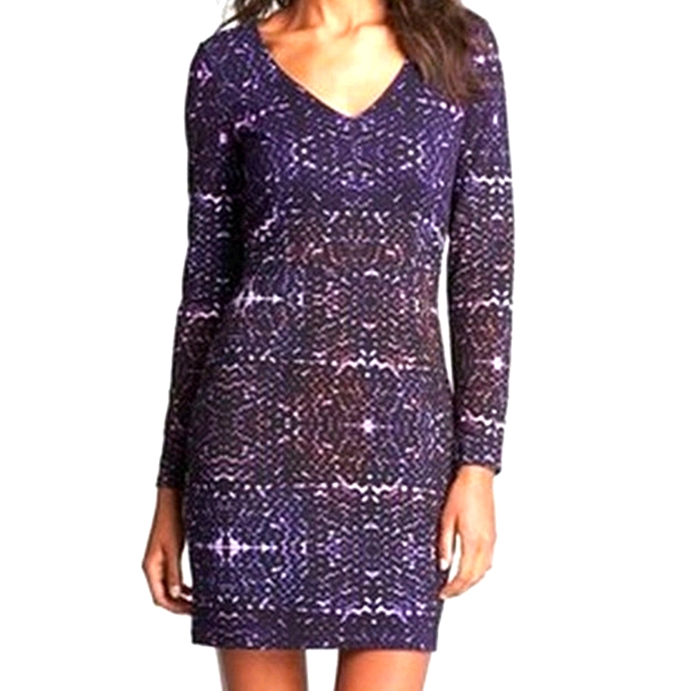 Presely Skye V-neck L/S Sheath Dress sz S